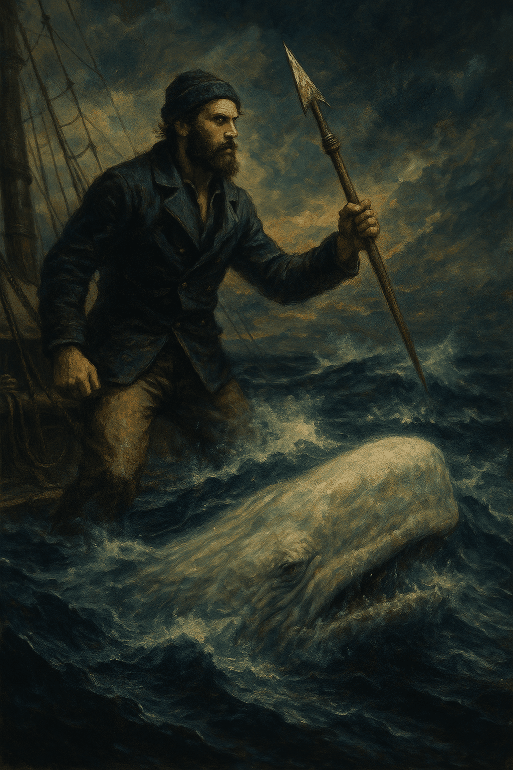 Illustration depicting Herman Melville's Moby-Dick